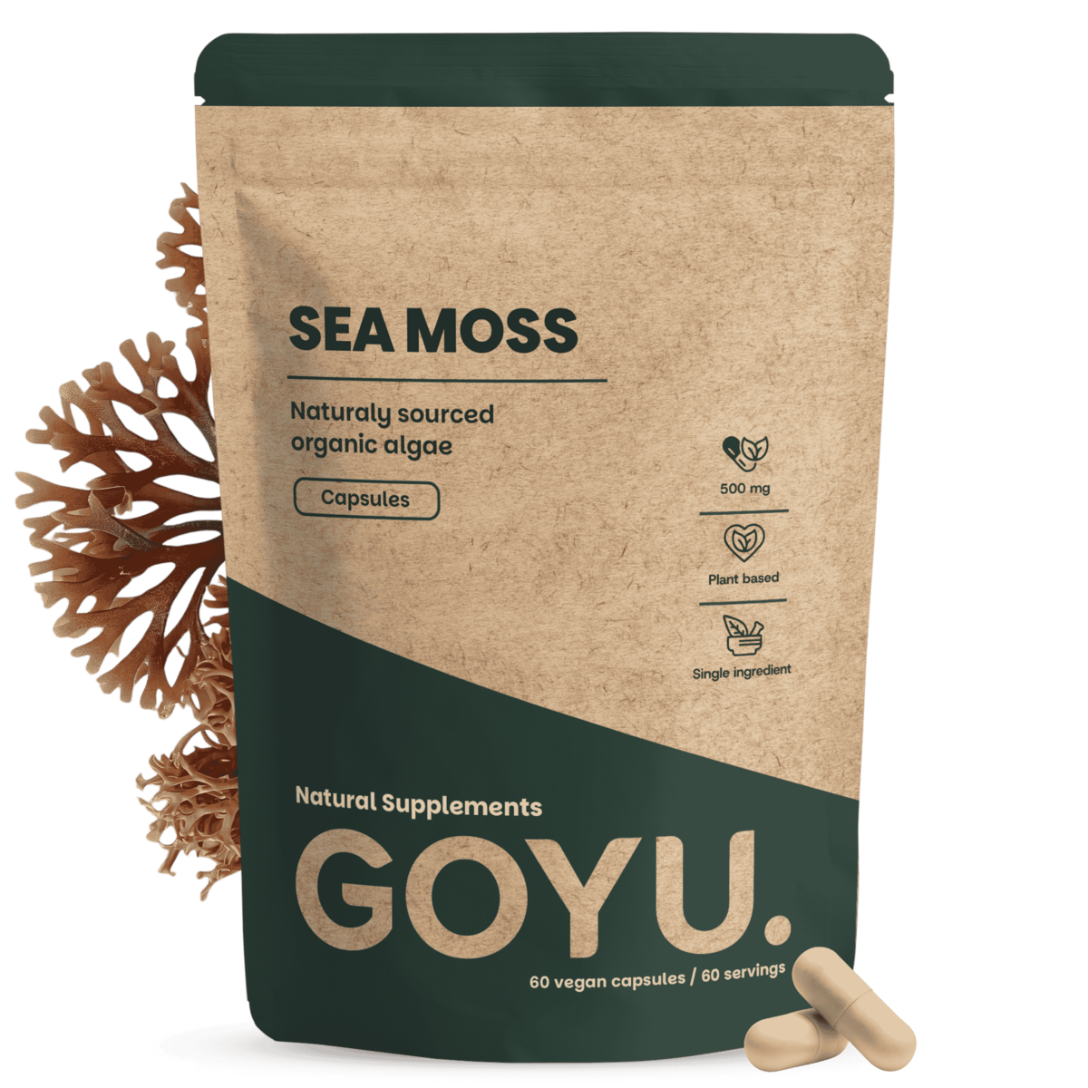 Sea Moss Capsules 500 mg Organic -  60 Capsules