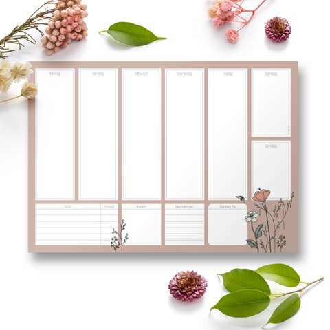 Weekplanner DIN A4, bloemen