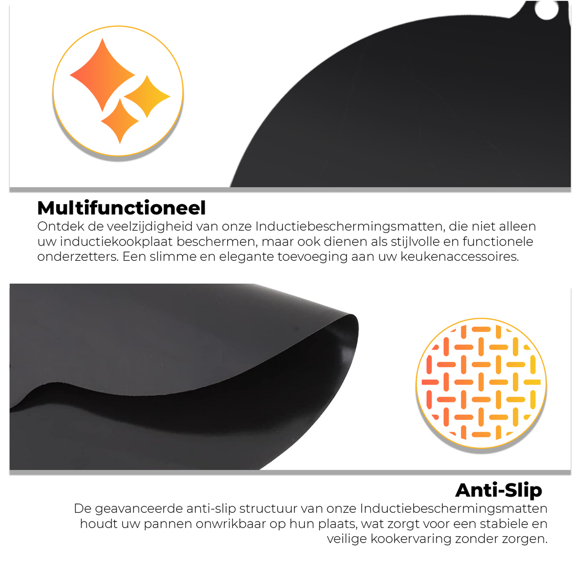 Protectores de inducción: negro, 4 piezas