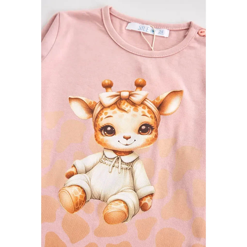 Pijama de algodón para bebé, 2 piezas, jirafa