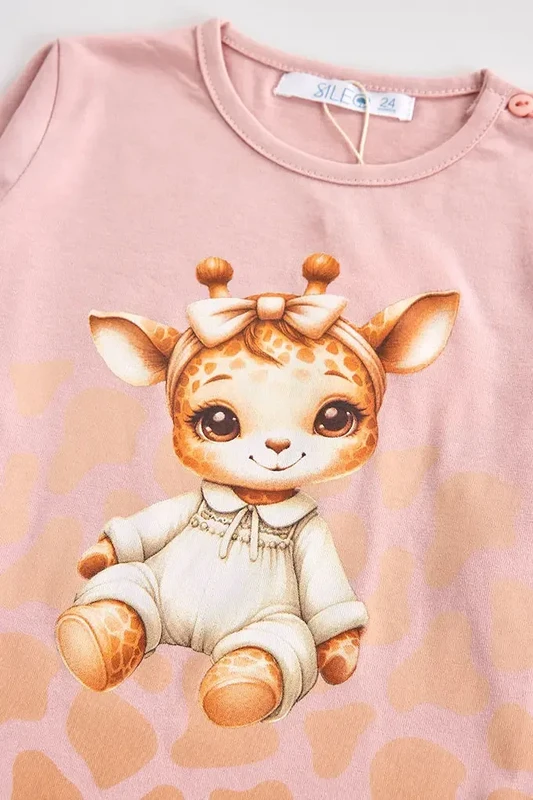 Pijama de algodón para bebé, 2 piezas, jirafa