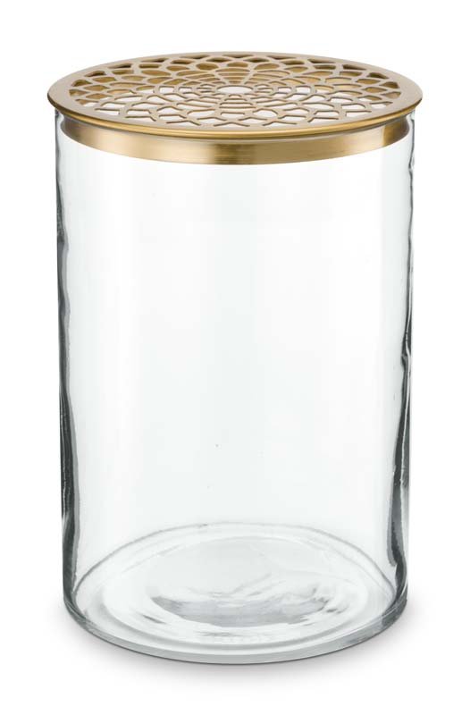Vase with Metal Lid Gold 12.5x19cm