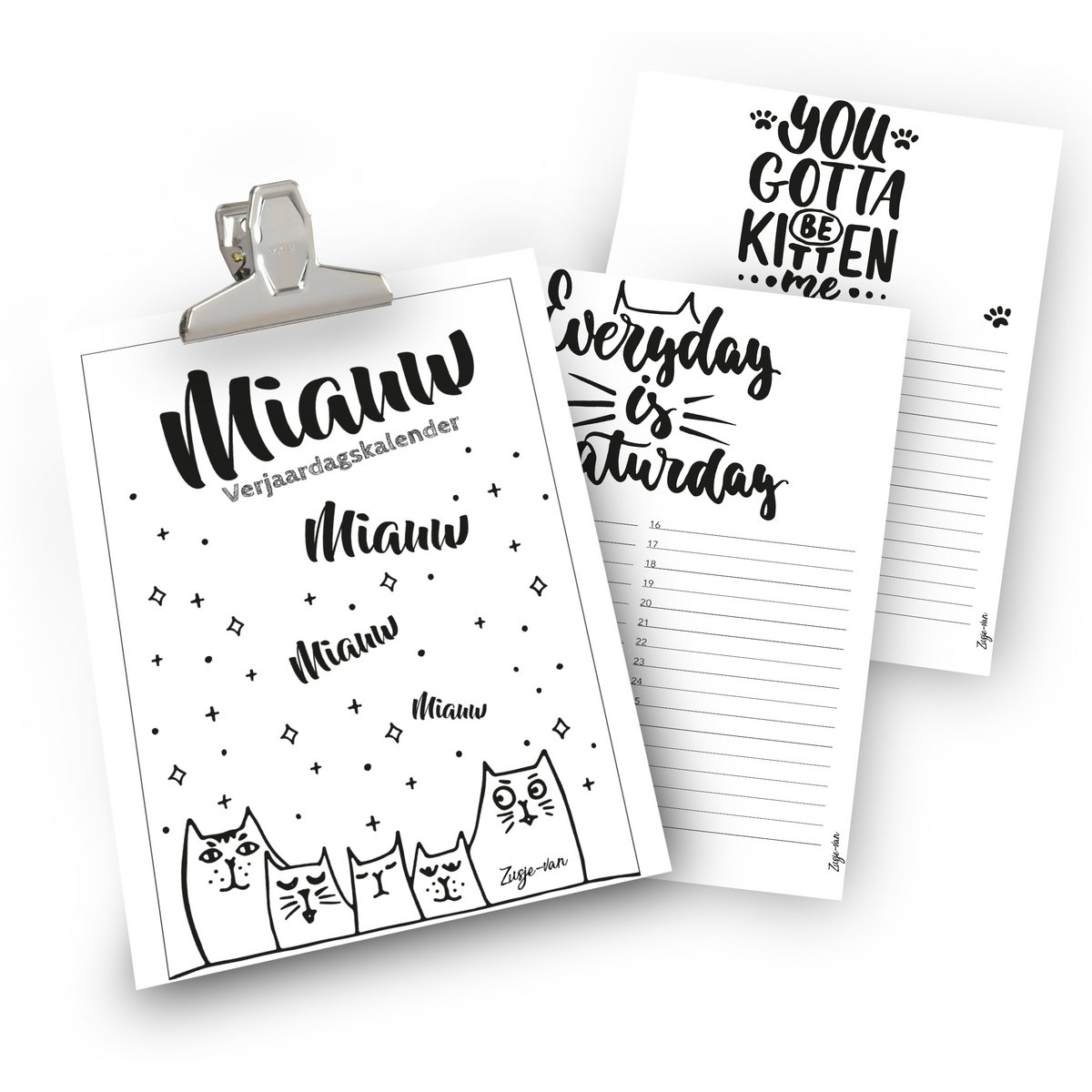 Calendrier d'anniversaire de chats A4