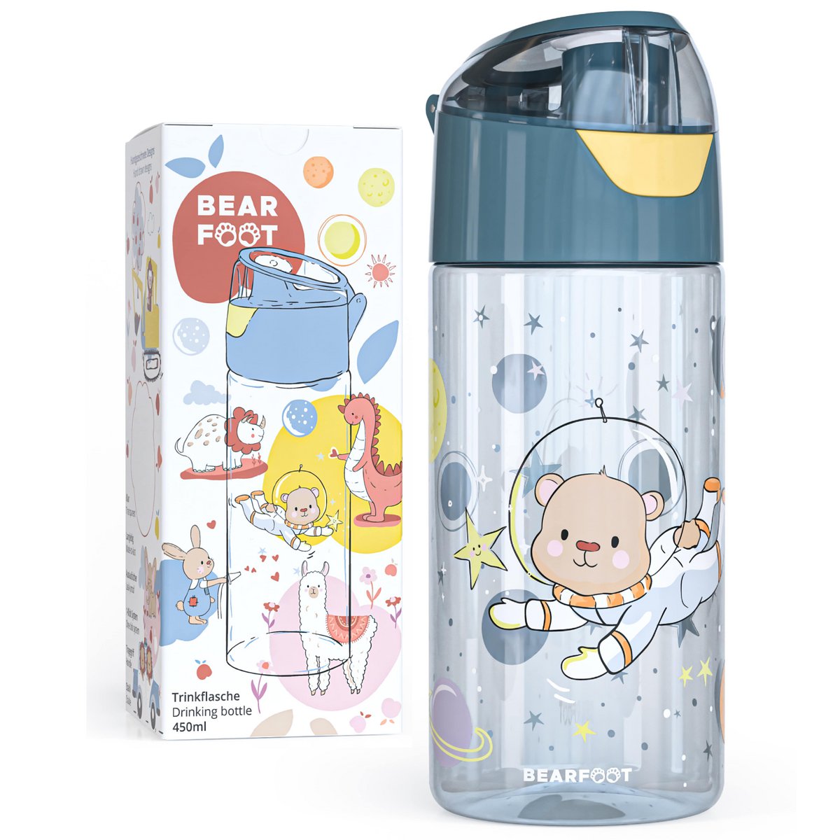 Drinking bottle children's lightweight water bottle - astronaut bear