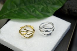 Sterling Silver Jasmine Twig Ring - Thin Minimalist Knuckle Band