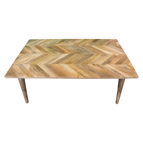 Licht/donkerbruine houten salontafel 120 x 70 x 55 h cm