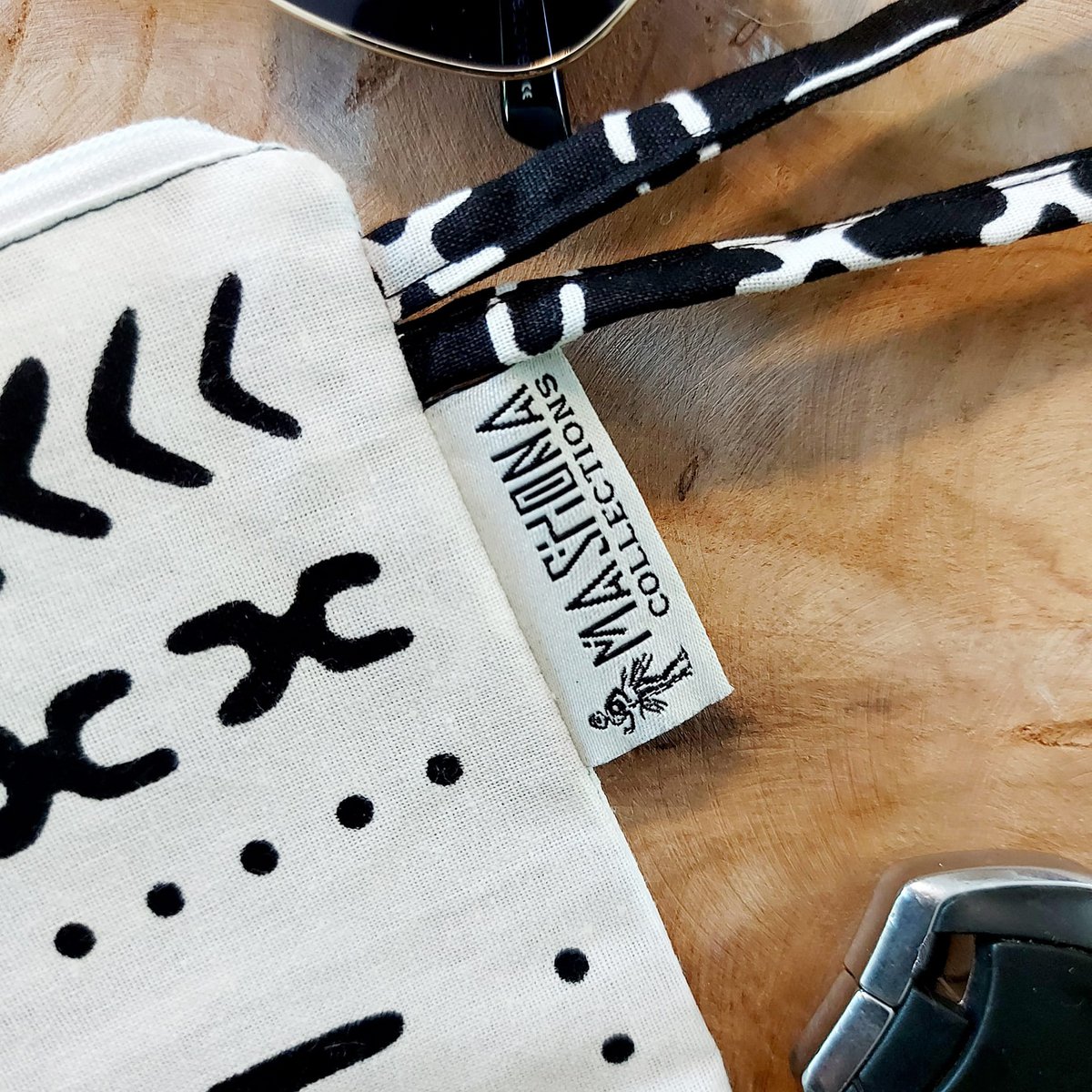 Afrikanischer Druckzahnbeutel | Make-up-Tasche | Bleistiftfall | Veganer Lederdetail