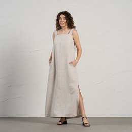 Linen Maxi Pinafore Dress Fiona