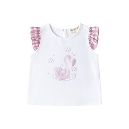 T-shirt manches volantées et dessin mauve BGV66552