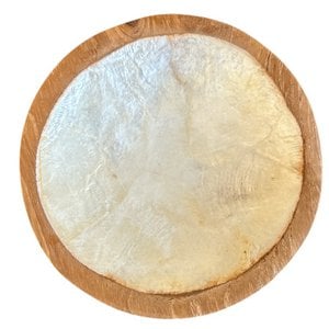 Teakhouten schaaltje met schelp rond