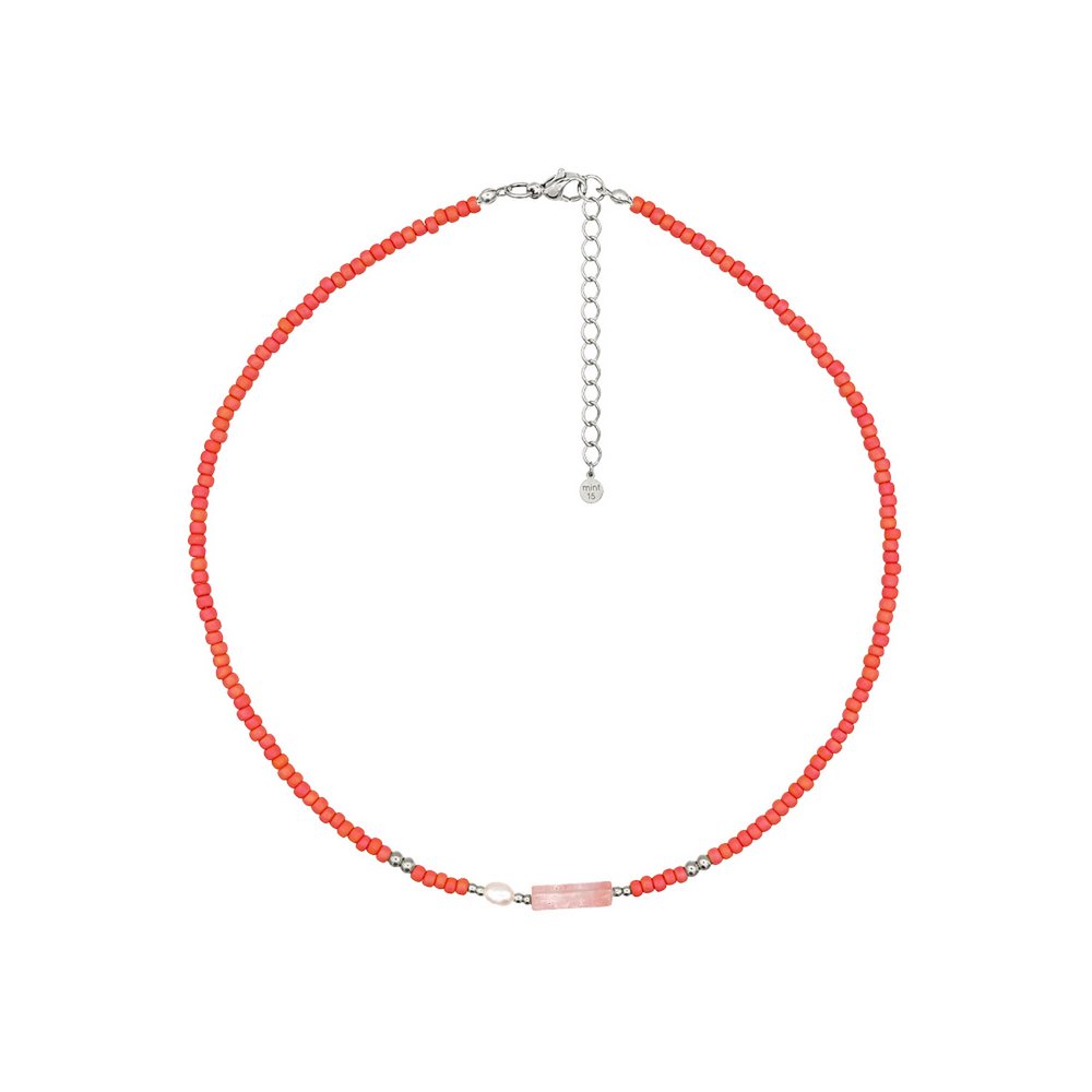 Collar de Cuentas Cuarzo y Perla 'Coral Sunset'