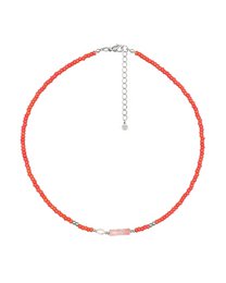 Perlehalskæde Quartz & Pearl 'Coral Sunset'