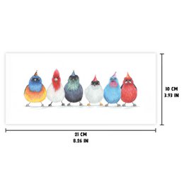 Lindos pájaros de fiesta - Tarjeta de cumpleaños - 21x10cm