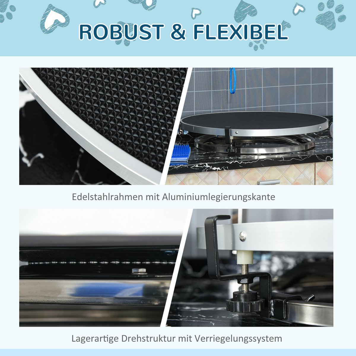 Trimming table for dogs, dog grooming table, foldable, pet grooming table with height-adjustable boom, slings, non-slip surface, shearing table up to 150 kg, 91.5 x 61.5 x 76 cm, black