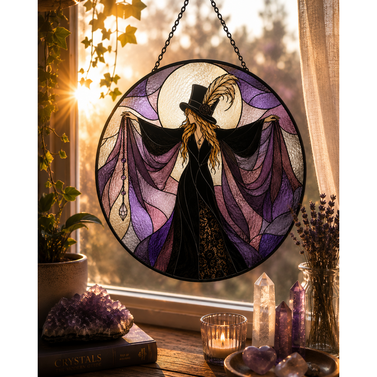 Von Stevie Nicks inspirierter Sonnenfänger im Buntglas-Stil – limitierte Auflage | 16 cm (Vorbestellung)