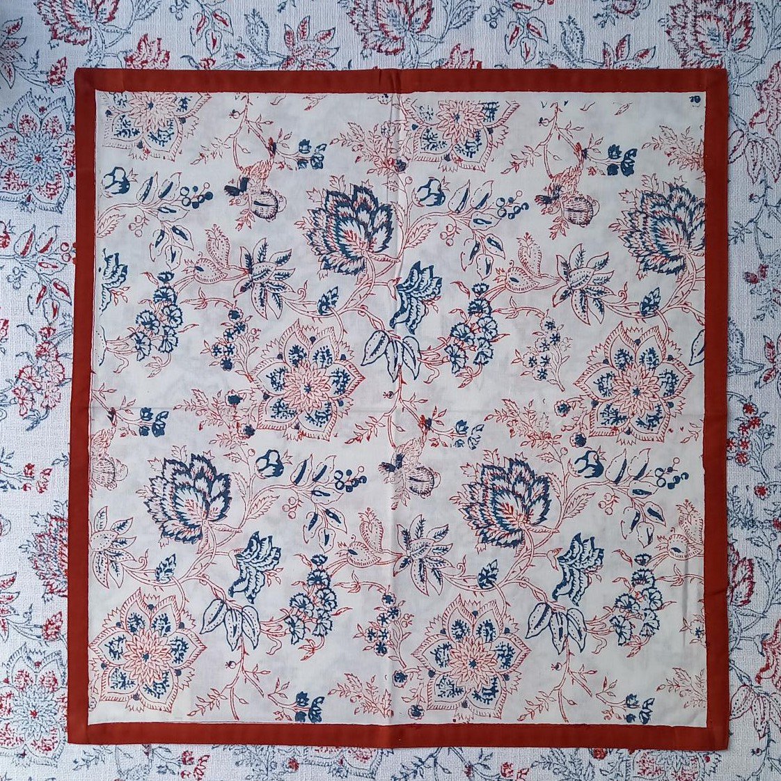 Serviette 'Fleur' ​​Rouge/Bleu