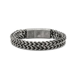 Frank 1967 7FB-0605 Stalen Armband - Heren - Vossenstaart - Dubbele Streng - 21 cm - Verstel Sluiting - 13.5 Breed - Staal - Vintage - Antraciet