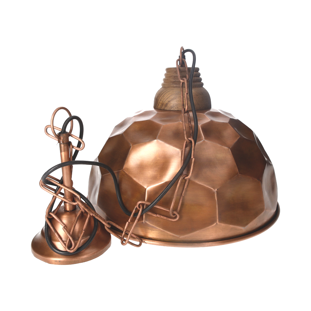 Lámpara de araña de metal color cobre con hexágonos d 40 h 35 cm