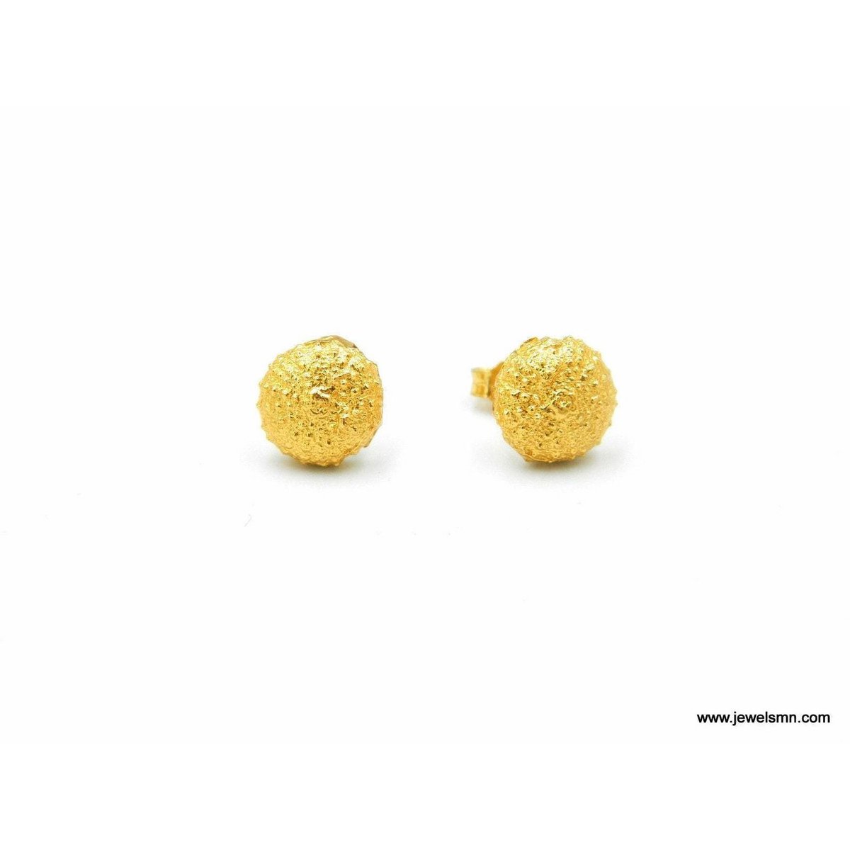 Gold Urchin Earrings, Handmade Sea Jewelry, Organic Beach Studs, Gift for Health and Longevity, Eco Sustainable Sterling Silver 925
