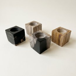 Teelichthalter aus versteinertem Holz – 6 × 6 × 6 cm | Gemischte Auswahl