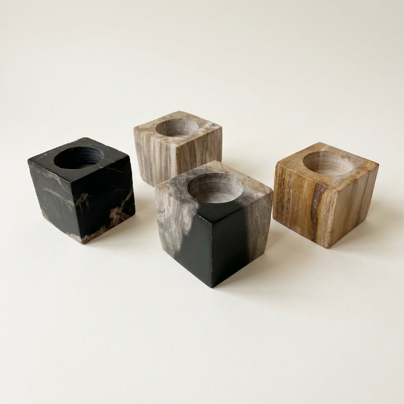 Teelichthalter aus versteinertem Holz – 6 × 6 × 6 cm | Gemischte Auswahl