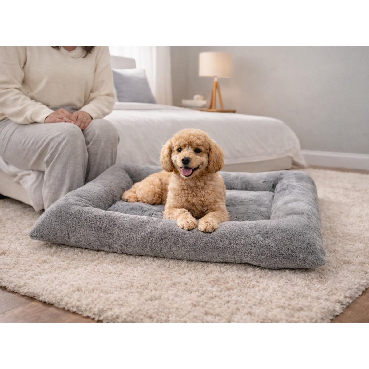 Yommy Orthopädisches Hundebett | 3 Größen (M/L/XL) | Gelenkstützende Schaumstoffmatratze | Grau, Braun, Blau und Rosa