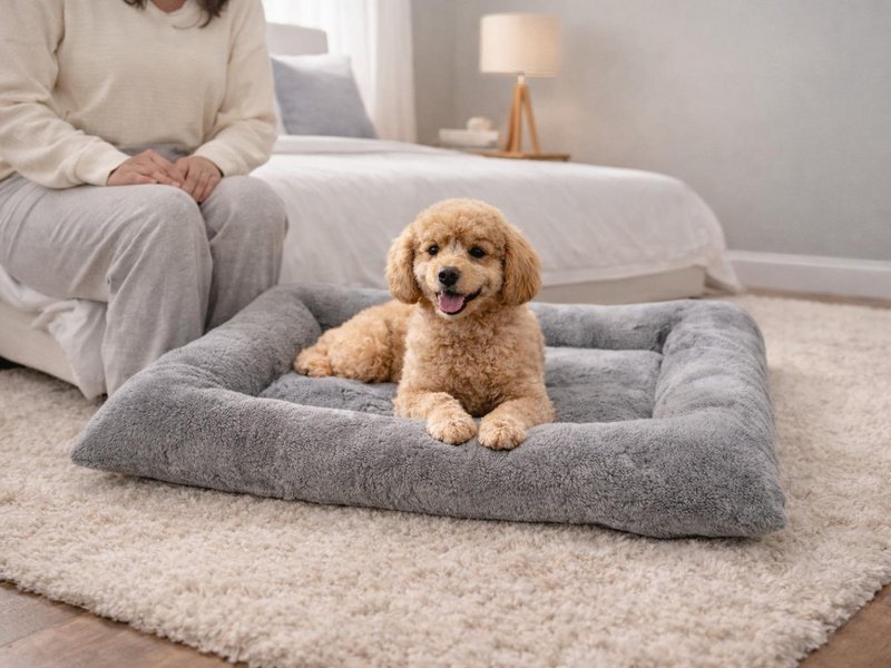 Yommy Ortopædisk Hundeseng | 3 størrelser (M/L/XL) | Ledstøtteskummadras | Grå, brun, blå og lyserød