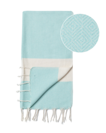 DIAMANT Telo da spiaggia e sauna per Hammam in cotone – Senza sabbia – Menta - 180x100 cm
