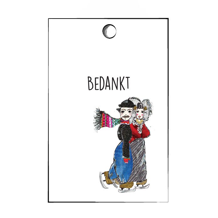 Zeeland Gift Label “Thank you” – Zeeland Girl & Farmer on Skate