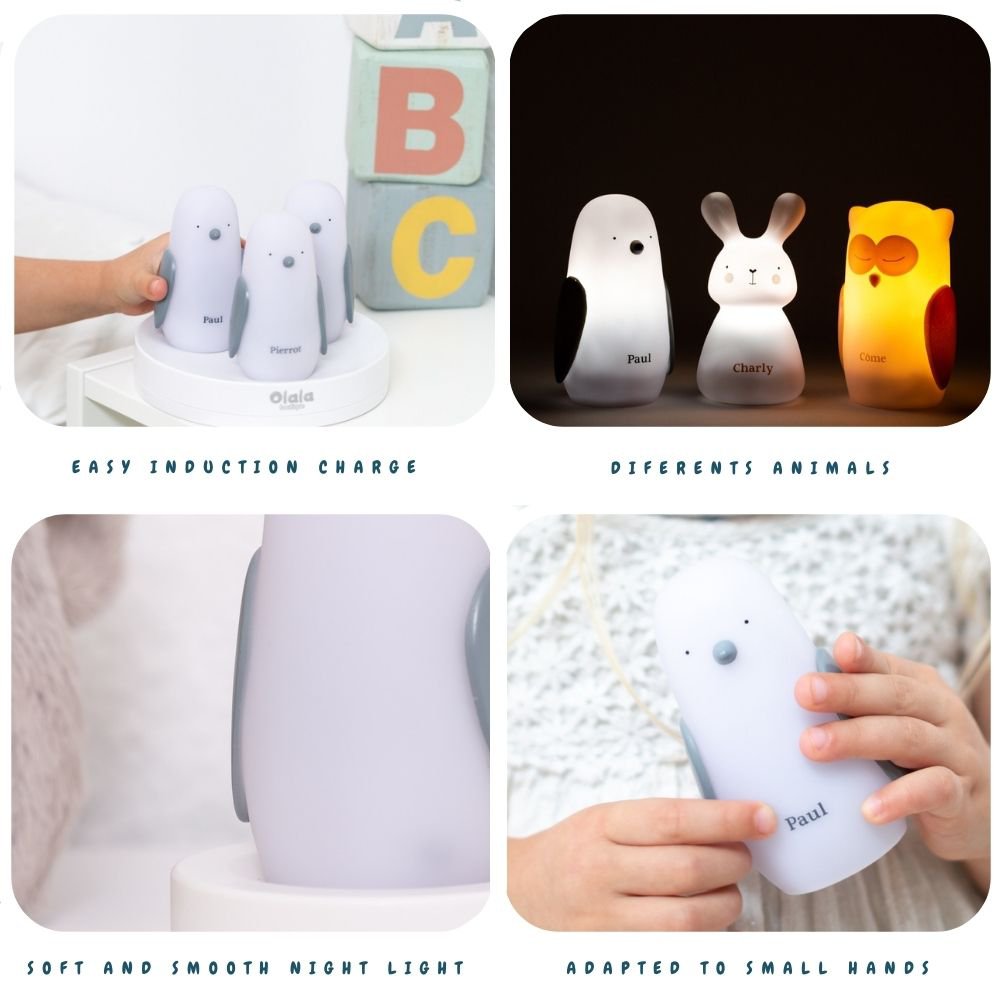 Night light - Penguin Paul - induction charging - white