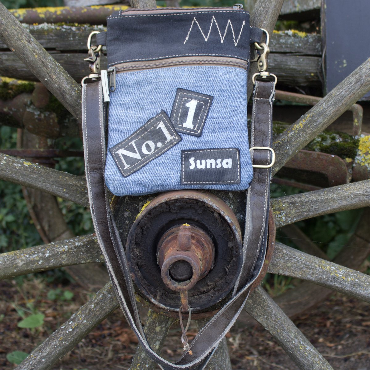 Sunsa dames schoudertas. Schoudertas in vintagestijl. Canvas handtas. kleine crossbodytas voor dames. Sterrenbadge