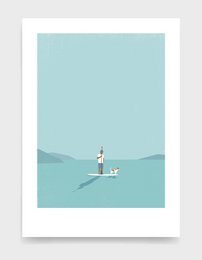 Paddleboarder og hund
