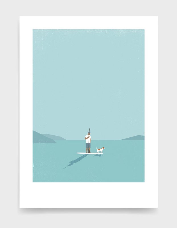 Paddleboarder og hund
