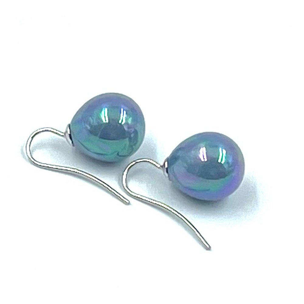 Parel oorbellen klassiek small in de kleur petrol blue