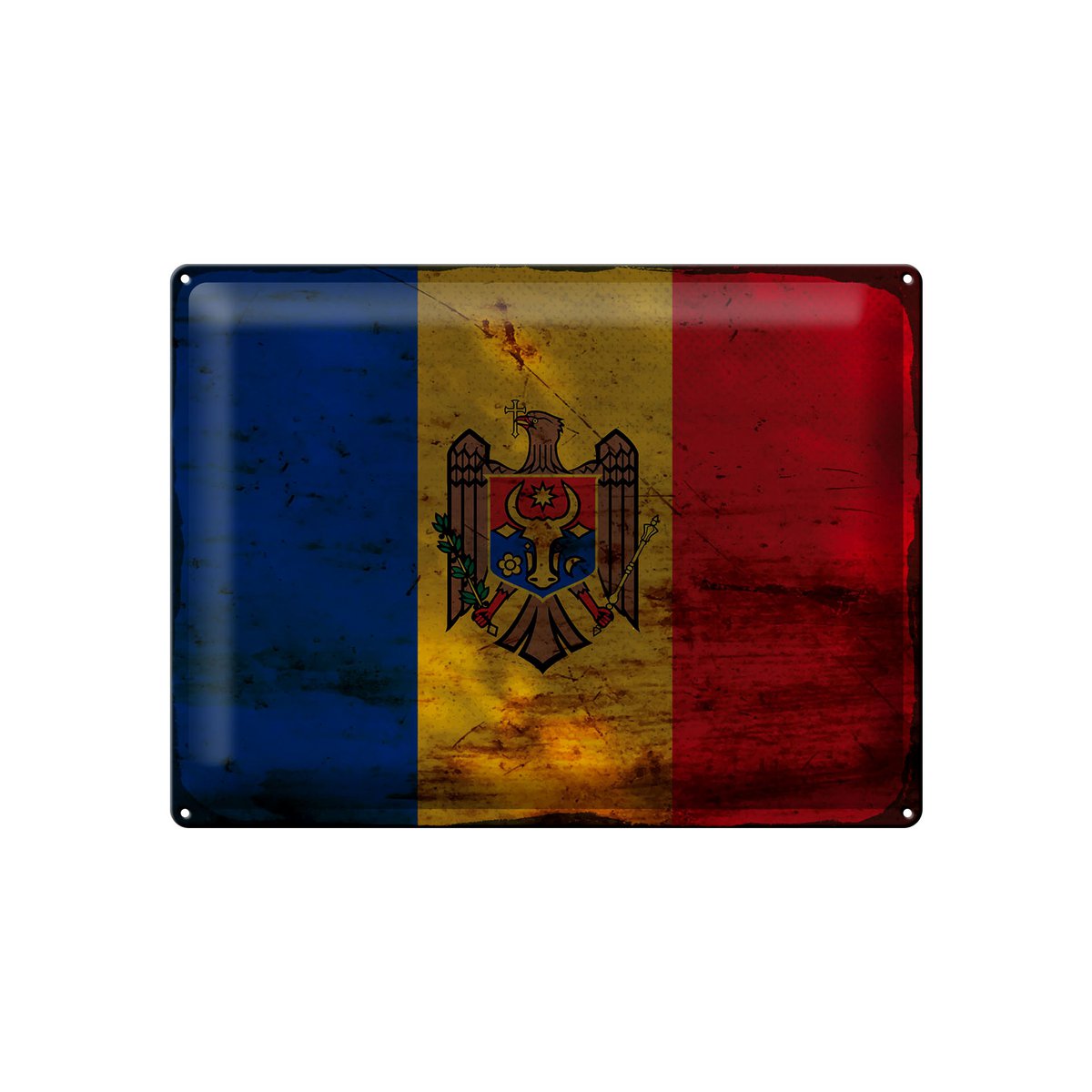 Tin Sign Flag Moldova 40x30cm Flag of Moldova Rust