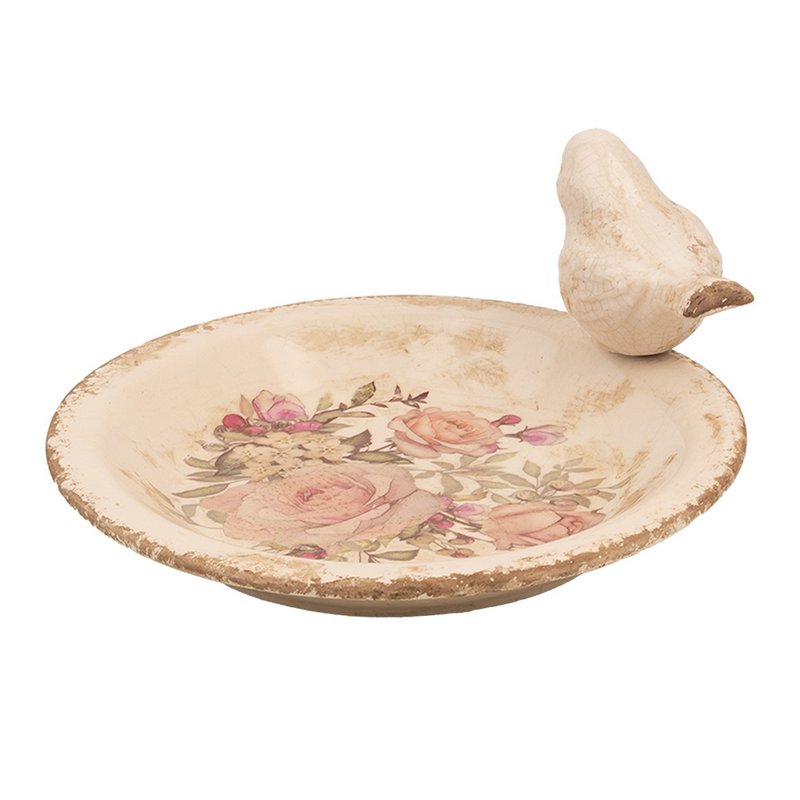Vogelvoederbak Ø 21x10 cm Beige Keramiek Vogel