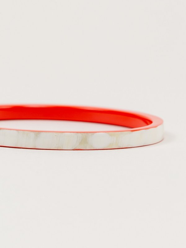Bracelet bandeau en corne blonde et laque orange