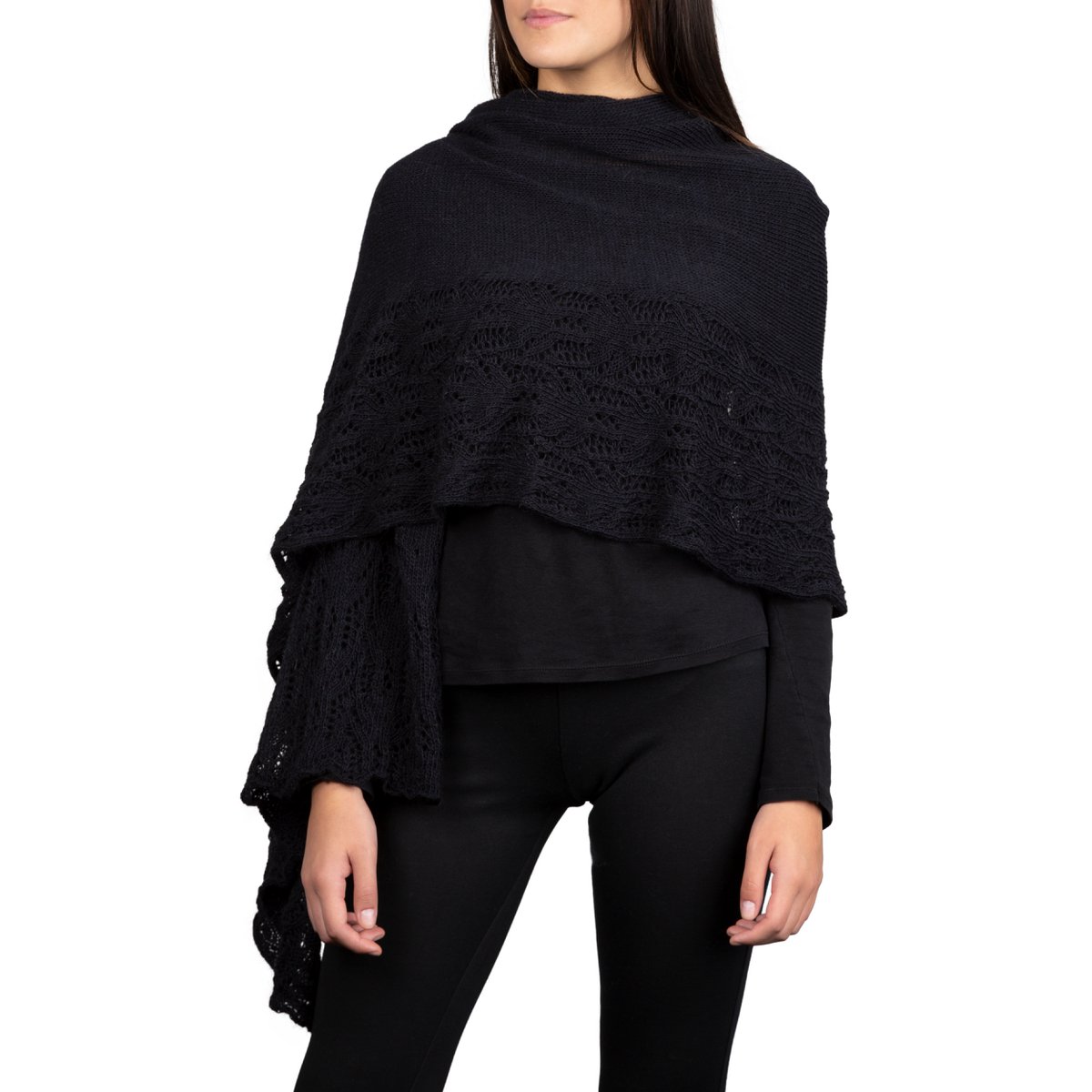 ILARY - Stola bordi traforati in lana mohair