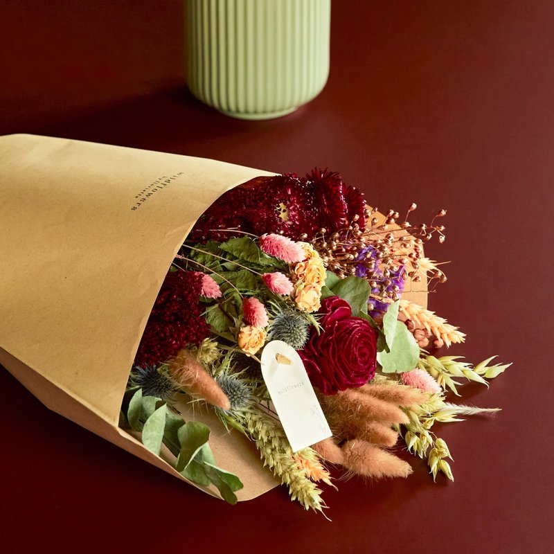 Tørrede blomster - feltbuket - Bourgogne