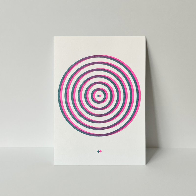 Riso Postkarte Blur Pink/Teal, Risographie, DIN A6