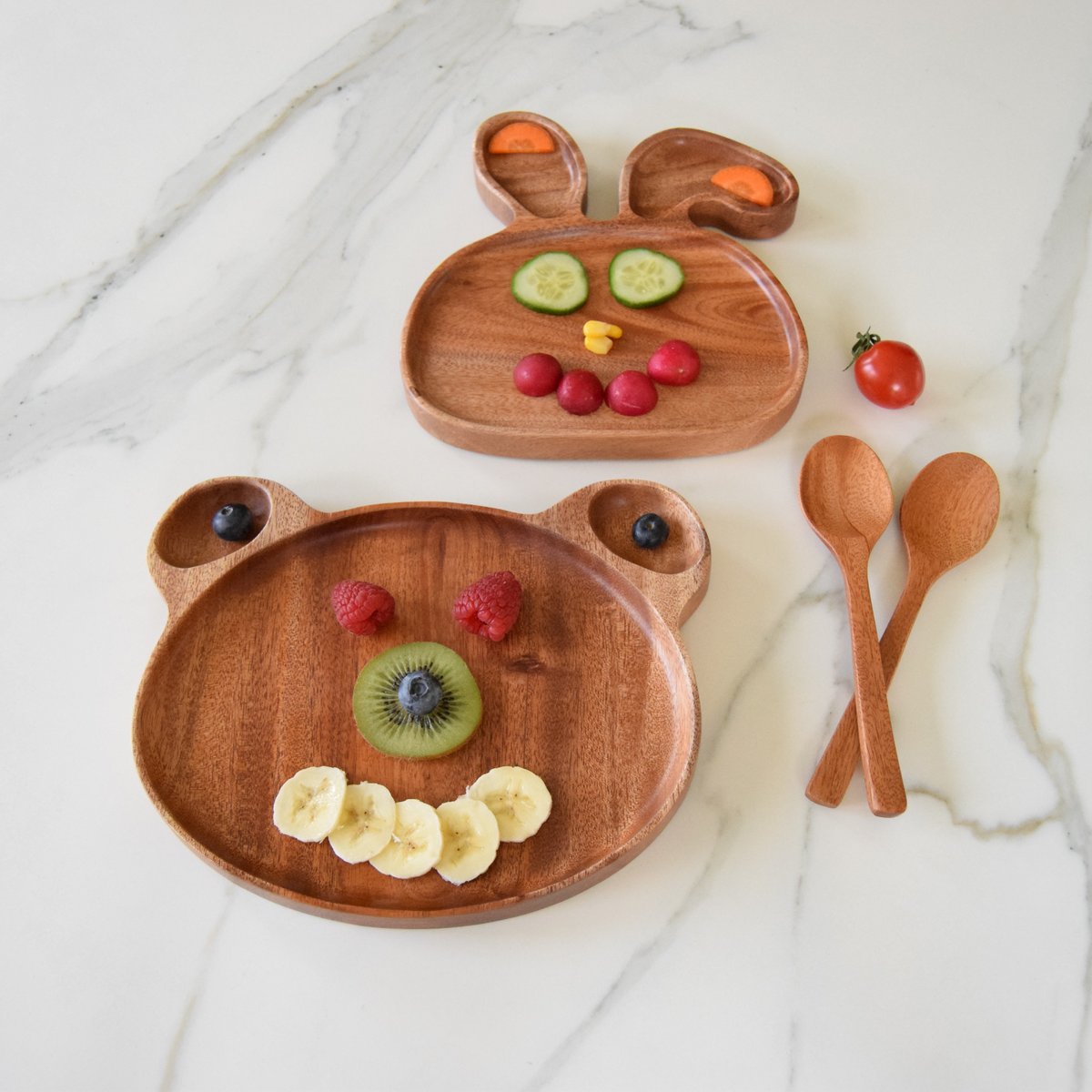 Handmade Kids Plate - Rabbit - Eco-friendly - Khaya wood