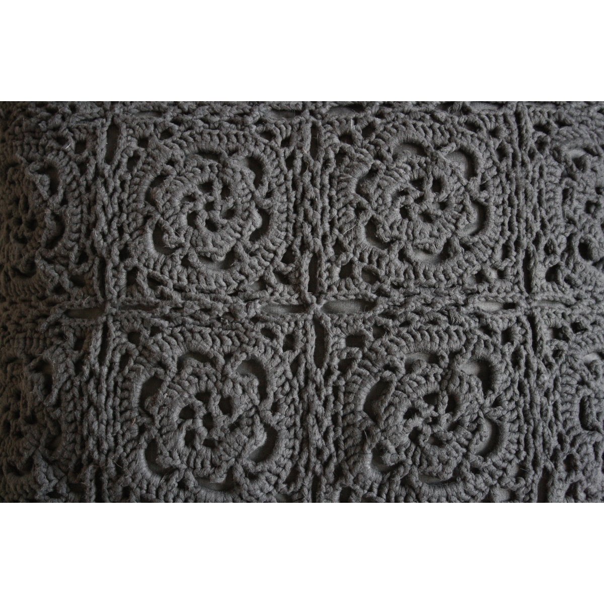 Dark gray crochet cushion - XL
