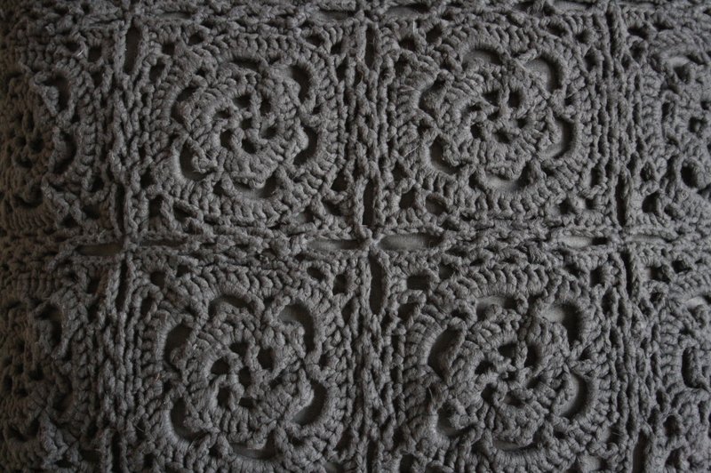 Dark gray crochet cushion - XL