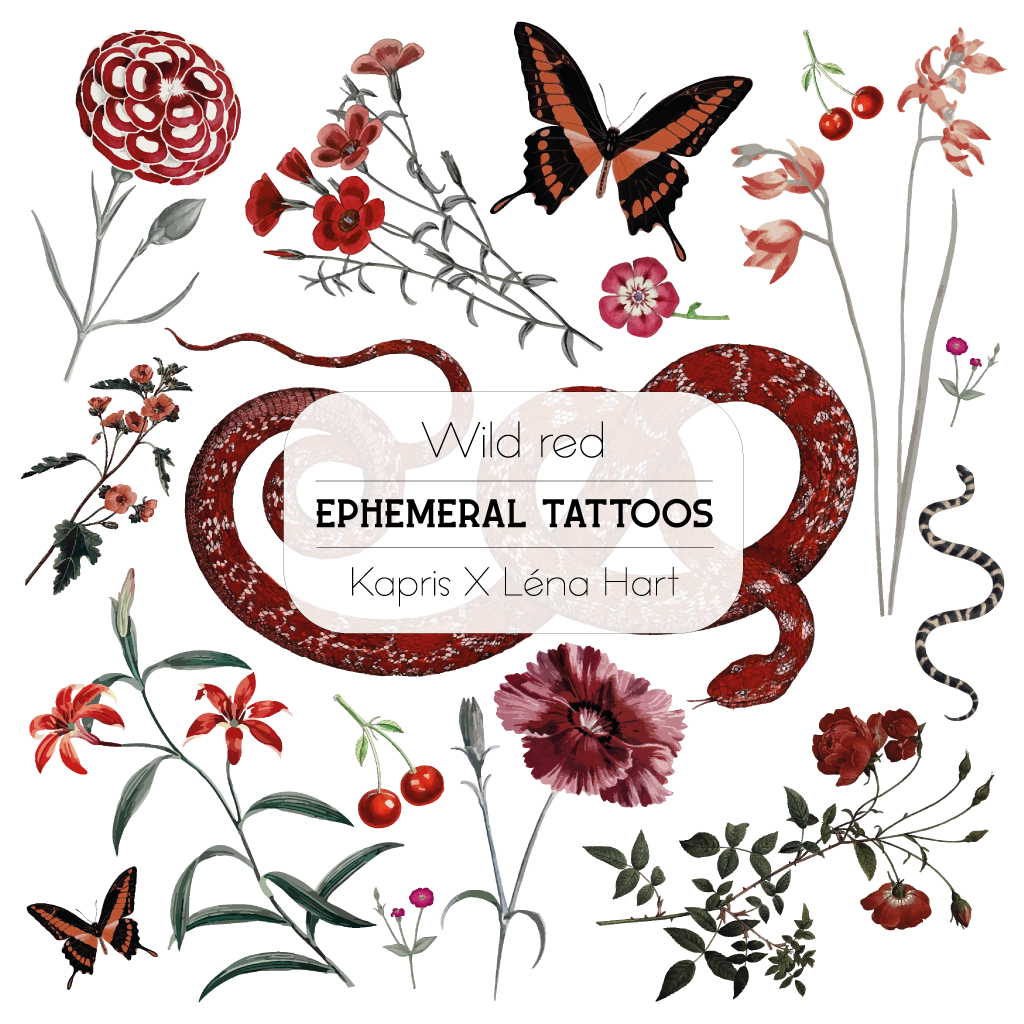 Wild rood - Tijdelijke tatoeages