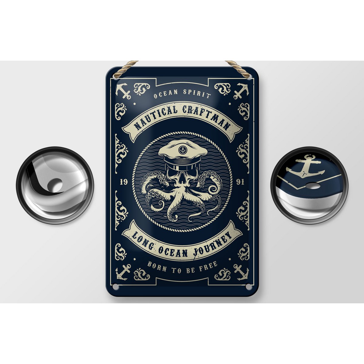 Tin Sign Seafaring 12x18cm Natural Craftman Ocean Decoration