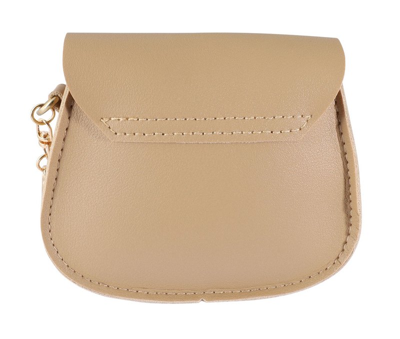 Minitasje met karabijnhaak, kunstleer, beige