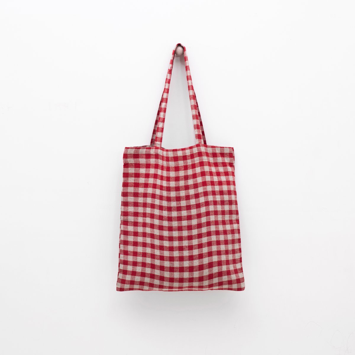 Red Gingham Leinentasche