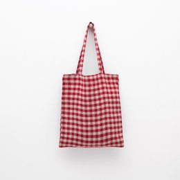 Red Gingham Leinentasche