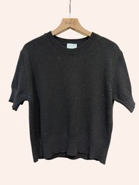 Pull col rond manches courtes en 50% cachemire et 22% laine