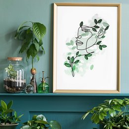 Leaves Hair Line Art Print